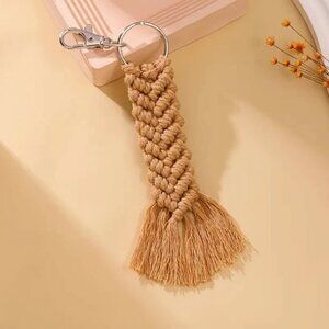 Macrame Bohemian Key Chain Keychain Tag Bag Charm Boho Brown